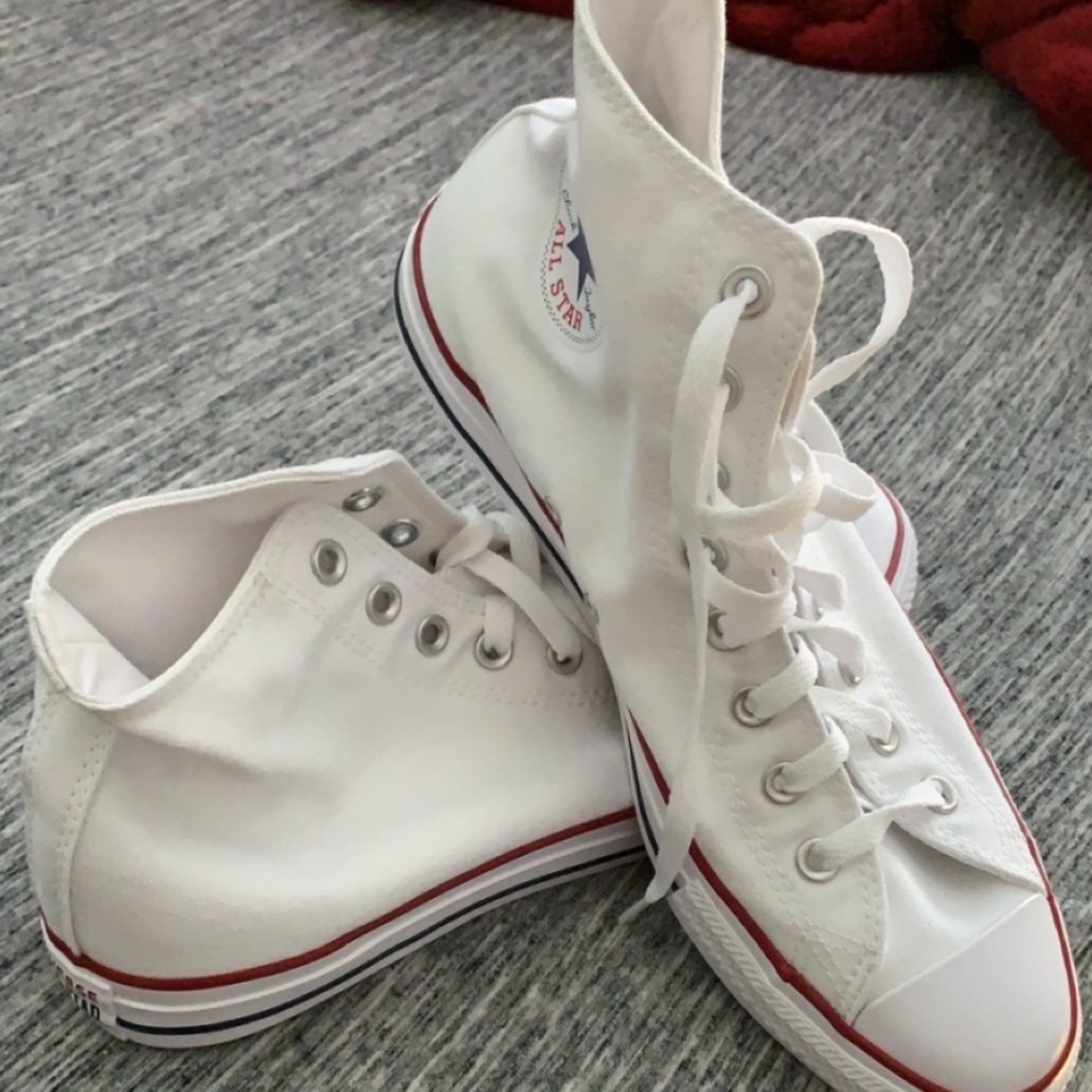 Converse Women's White and Red High-Top Sneakers